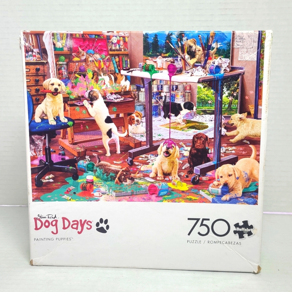 Buffalo Dog Days Painting Puppies 750pc Puzzle #17330